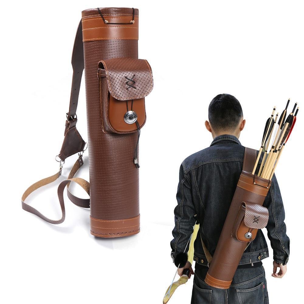 Traditional bow and arrow leather back quiver