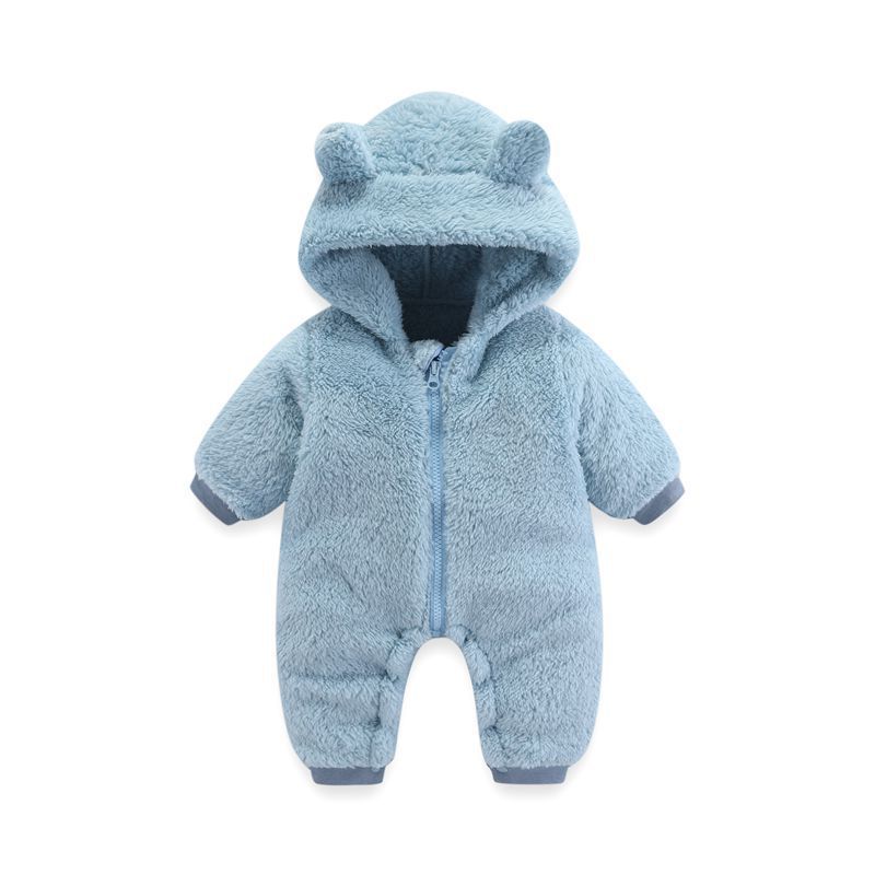 Coral Fleece Autumn And Winter Thin Bodysuit Newborn Thermal Zipper Onesie Baby Rompers Jumpsuit