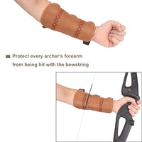 Thumbnail for Krayney Youth Leather 3-Strap Arm Guard Hunting Shooting Arrow Bow Gear Accessories, Archery Arm Protector