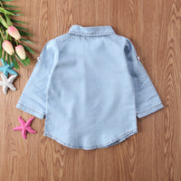 Thumbnail for Fall Boys Girls Long Sleeve Lapel Denim Shirts