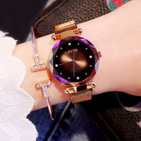 Thumbnail for Rose Gold Women Watches Fashion Diamond Ladies Starry Sky Magnet Watch Waterproof Female Wristwatch