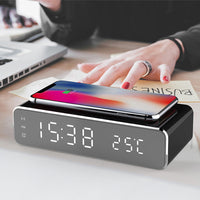 Thumbnail for LED Electric Alarm Clock With Wireless Charger Desktop Digital Despertador Thermometer Clock HD Mirror Clock Watch Table Decor