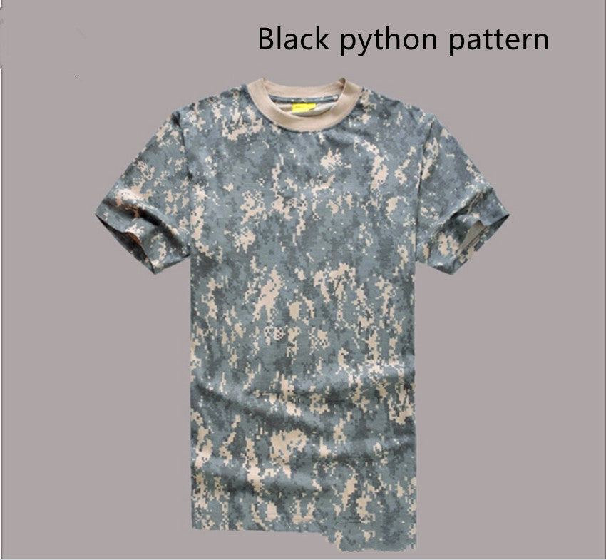 Mesh Round Neck Foreign Military Camouflage T-shirt Military Fan Camouflage Short Sleeves