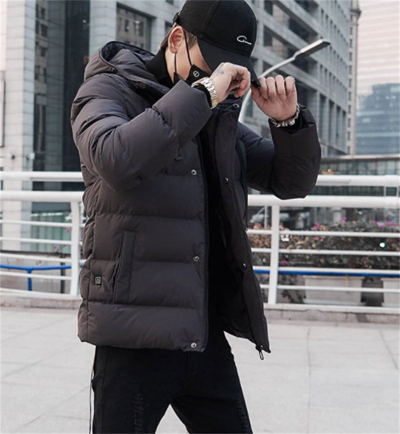 Men's Winter Fleece Padded Jacket Thick Heating Clothing
