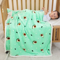 Thumbnail for Newborn Wrap Blanket Cartoon Swaddling Soft Avocado Fleece Infant Quilt Warm