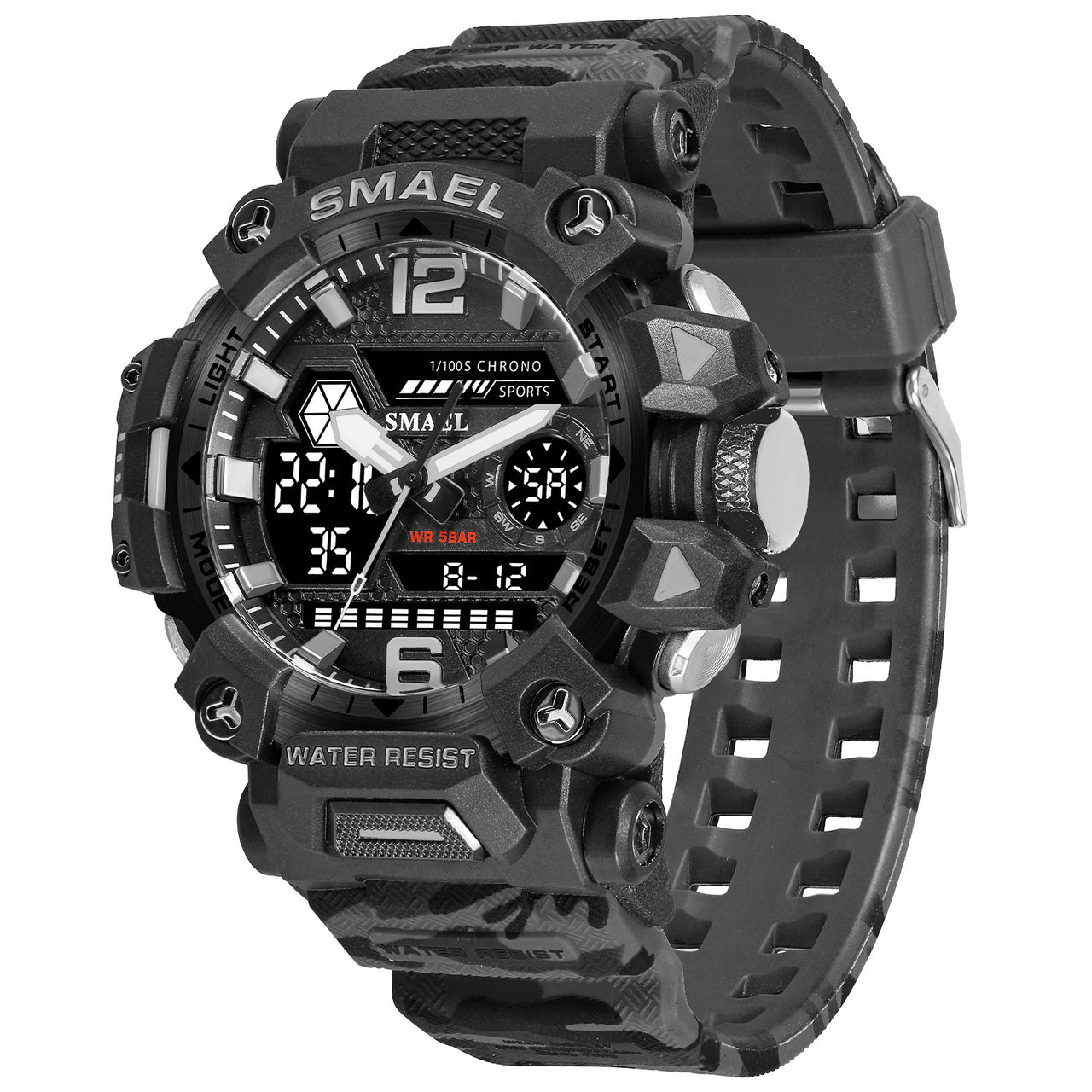 Tactical Men Camouflage Alloy Military Style Luminous Waterproof Outdoor Electronic Watch