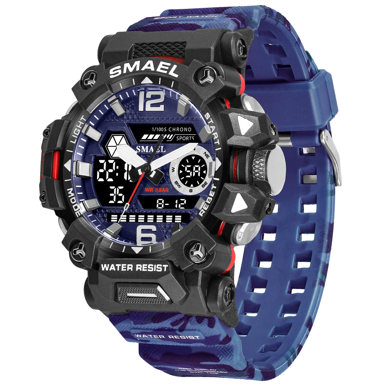 Tactical Men Camouflage Alloy Military Style Luminous Waterproof Outdoor Electronic Watch