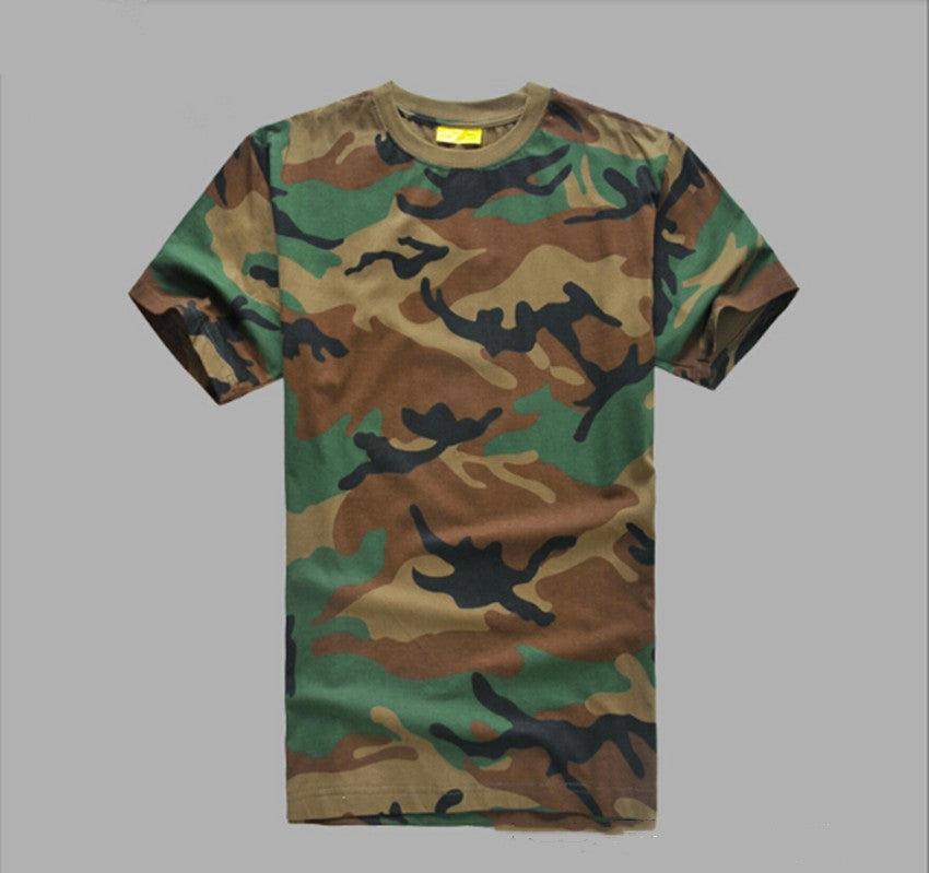 Mesh Round Neck Foreign Military Camouflage T-shirt Military Fan Camouflage Short Sleeves