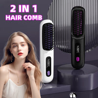 Thumbnail for 2 In 1 Wireless Hair Straightener Brush